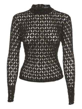 Retrof&ecirc;te mesh beaded top - Black