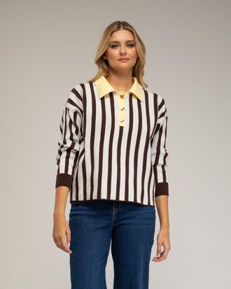 Tantra Polo-stijl gebreide trui met strepen