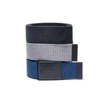 Nike Mens 3 Pack Golf Web Belt, Black/Grey/Navy, Futura, One-Size up to 42