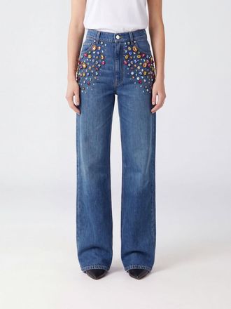 Stella McCartney Jeans a vita alta e gamba larga con applicazione di strass