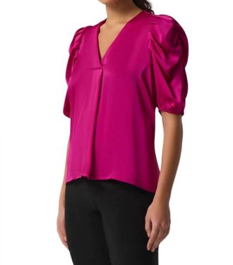 Joseph Ribkoff Puff Sleeve Satin Top In Opulence