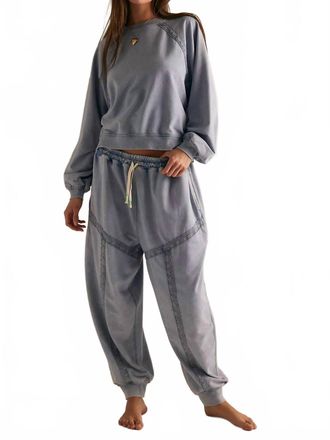 Free People Couch Club Pajama Set In Blue