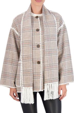 Ookie & Lala Faux Wool Scarf Coat in Camel Plaid at Nordstrom Rack, Size X-Small
