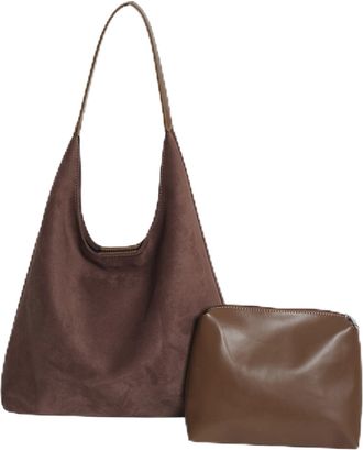 Generic Womens Suede Shoulder Bag, Vintage Hobo Tote Bag with PU Purse, Easy to Open and Close, Applies to Casual Trips, Short Trips, Sightseeing Everyday Lei