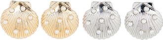Tasha 2-Pack Crystal Shell Stud Earrings in Gold Silver Ivory at Nordstrom Rack