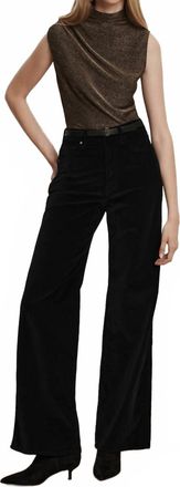 Veronica Beard Taylor High Rise Wide Leg Velvet Pants In Black