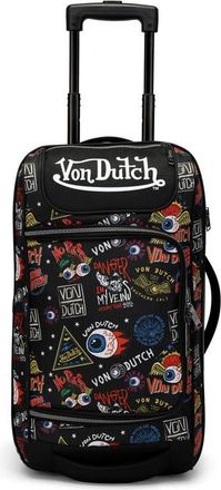 Von Dutch Jax Black Rolling Travel Duffel Bag with Inline Skate Wheels at Nordstrom, Size Small