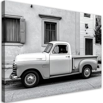 Feeby Impresi&oacute;n De Imagen, Camioneta Americana Blanca En Una Calle De La Habana, 100x70