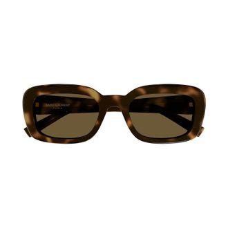 Saint Laurent Rectangular Havana Acetate Sunglasses - Brown
