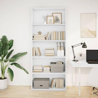 Berkfield Home Book Cabinet White 80x30x189 cm Engineered Wood | Size: 80 x 30 x 189 cm