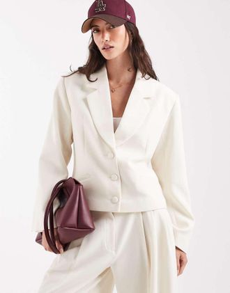 Asos Blazer squadrato oversize sartoriale color panna-Bianco