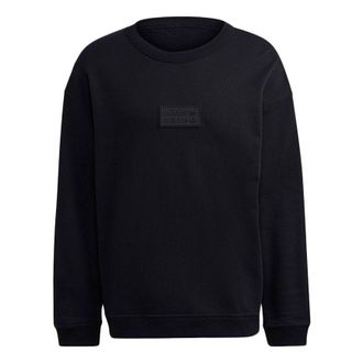 adidas Mens adidas originals Silicon Crew Logo Label Sports Round Neck Pullover Black GN3293