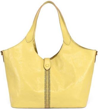 OLD TREND Marigold Genuine Leather Spacious Refined Carryall Tote in Lemon at Nordstrom