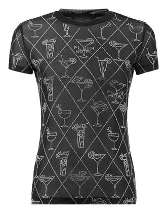 Philipp Plein Tulle Sexy Pure Fit T-Shirt Cocktails Crystal