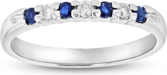 Diana M. Jewels 14K Gold Ring 0.27ct tw Round Diamonds and Sapphires Prong Set Band