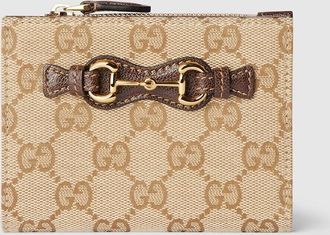 Gucci Small Wallet With Horsebit, Beige, GG Canvas