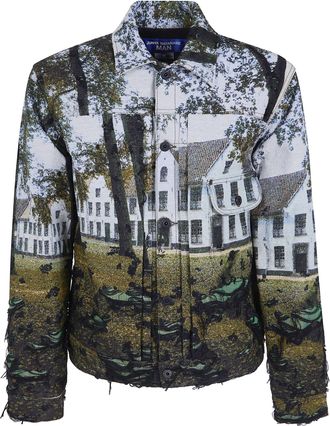 Comme Des Gar&ccedil;ons City Print Denim Jacket