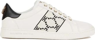 Elisabetta Franchi Jacquard Butter Sneaker - Dames - Sneakers - Wit - 36 EU - Leer - Schoenen