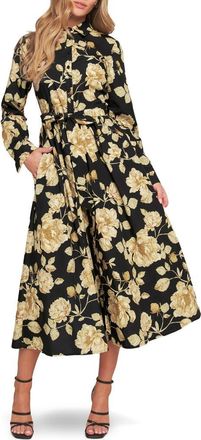 Flying Tomato Print Long Sleeve Midi Shirtdress in Black at Nordstrom Rack, Size Small