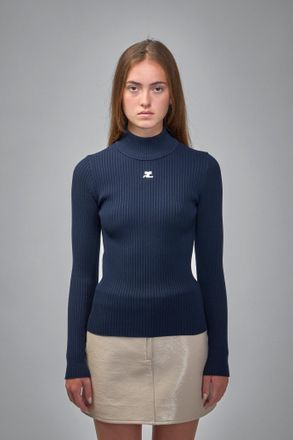 Courrèges Reedition Rib Knit Mockneck Sweater