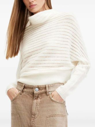 AllSaints Ridley striped high-neck sweater - women - Polyamide/Wool/Alpaca/Elastane - L - White