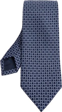 Ferragamo Carato Zijden Stropdas - Heren - Stropdassen - Blauw - ONE Size - Accessoires