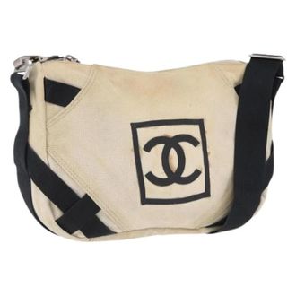 Chanel Pre-owned Vintage Canvas Shoulder Bag - Dames - Pre-owned - Beige - Maat: ONE Size Leer
