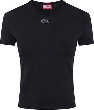 Diesel Tops, Dames, Zwart, S, Katoen, T-Uncutieslong OD T-shirt