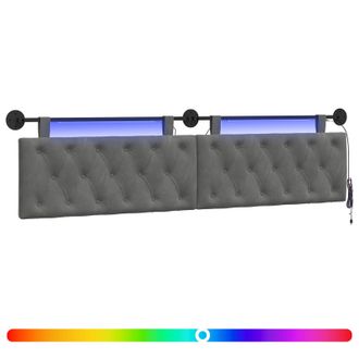vidaXL Cabecero Colgante Con Luz Led Gris Oscuro Terciopelo Vidaxl