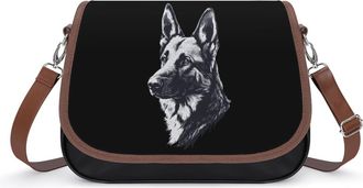 Generic German Shepherds Dog Crossbody Bag Womens Handbag PU Message Bags Shoulder Purse with Adjustable Strap