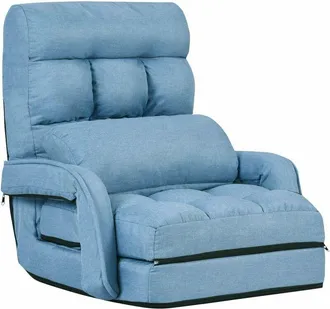 Costway Sofá Plegable Individual Silla con Reposabrazos y Cojín para Oficina Salón Terraza Jardín (Azul)