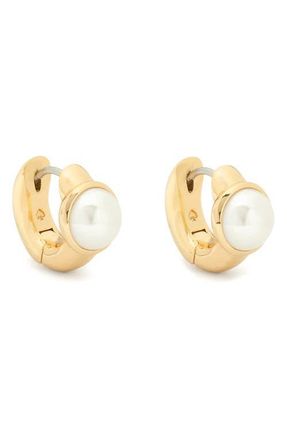 Kate Spade New York keep sparkling huggie hoop earrings in Cream/Gold at Nordstrom