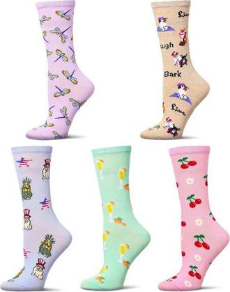 MeMoi Assorted 5-Pack Crew Socks in Multi at Nordstrom, Size 9