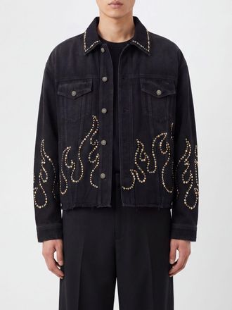 Amiri Flames Print Denim Jacket with Stud Application