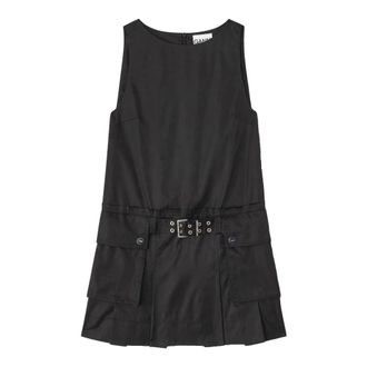 Ganni Short Dresses, female, Black, Size: XS Duchesse Nylon Mini Dress