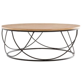 Miliboo Mesa De Centro Madera Y Metal Negro Redonda 80cm Lace