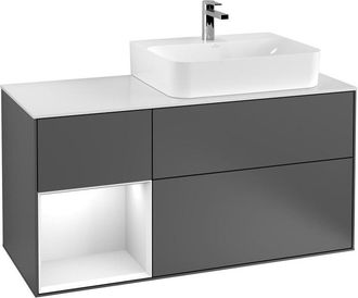 Villeroy & Boch Villeroy&boch - Finion, Muebles De Ba&ntilde;o, 1200 X 603 X 501 Mm, Angular, Con Estanter&iacute;a (iluminada), Modelo Suspendido, En Madera, Lavabo A La Derecha, 