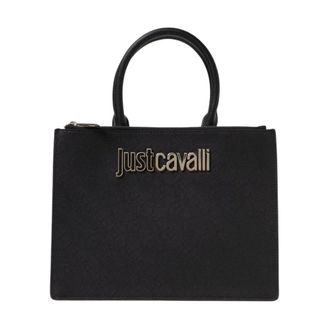 Just Cavalli Tote Bags, female, Black, Size: ONE SIZE Structured Tote Handbag Zip Closure