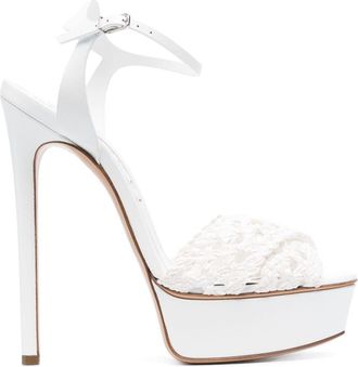 Casadei Flora Versilia 155mm platform sandals - women - Calf Leather/Calf Leather/Calf Leather/Fabric - 39 - White