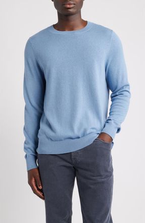 Nordstrom Crewneck Cotton & Cashmere Sweater in Blue Pond at Nordstrom, Size Xx-Large