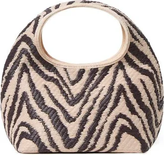 Loeffler Randall Kenzie Woven Raffia Top Handle Bag in Vintage Zebra at Nordstrom