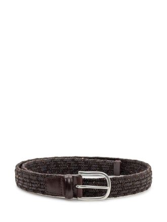 Orciani Orciani Braided Belt In Brown Fabric With Leather Details