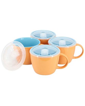 Gibson Home Dnu Gibson Home On The Go Peach 4Pc Stoneware Soup Cup Set