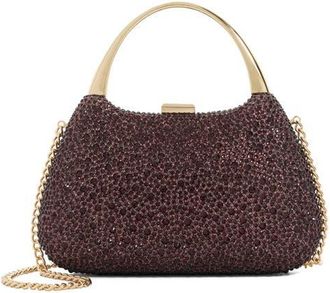 Dune London Beamings Crystal Embellished Top Handle Clutch in Burgundy at Nordstrom