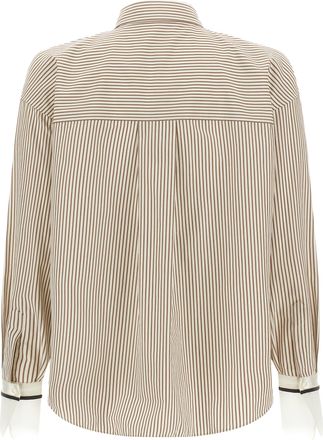 Brunello Cucinelli Striped Cotton Blouse - Beige