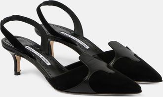 Manolo Blahnik Poligleto 50 suede slingback pumps