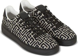 Balmain B Court Monogram Jacquard Low Top Sneaker in Black /Ivory at Nordstrom, Size 10Us
