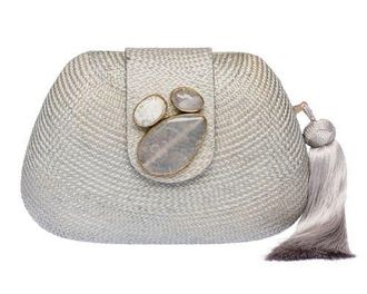 Raf&eacute; New York Tamu Bean Clutch in Light Grey at Nordstrom, Size Small