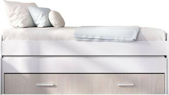 Dmora Letto per bambini Fleckner, Lettino per cameretta, Set camera da letto, Struttura porta materasso, 200x98 h70 cm, Bianco e Rovere - Dmora