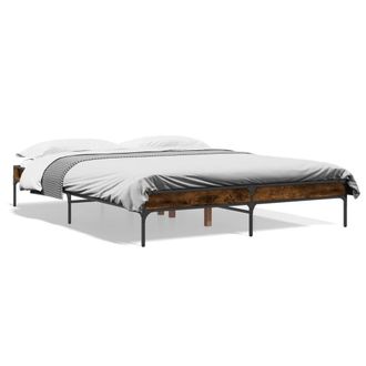 Berkfield Home Bed Frame without Mattress Smoked Oak 150x200 cm King Size in Brown